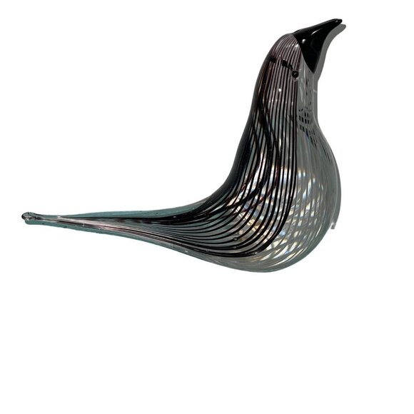 Art Glass Bird Mezza Filagrana Dino Martens Style MCM Elegant Decor Striped - Picture 2 of 8